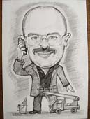 шарж мужчины с игрушечным краном